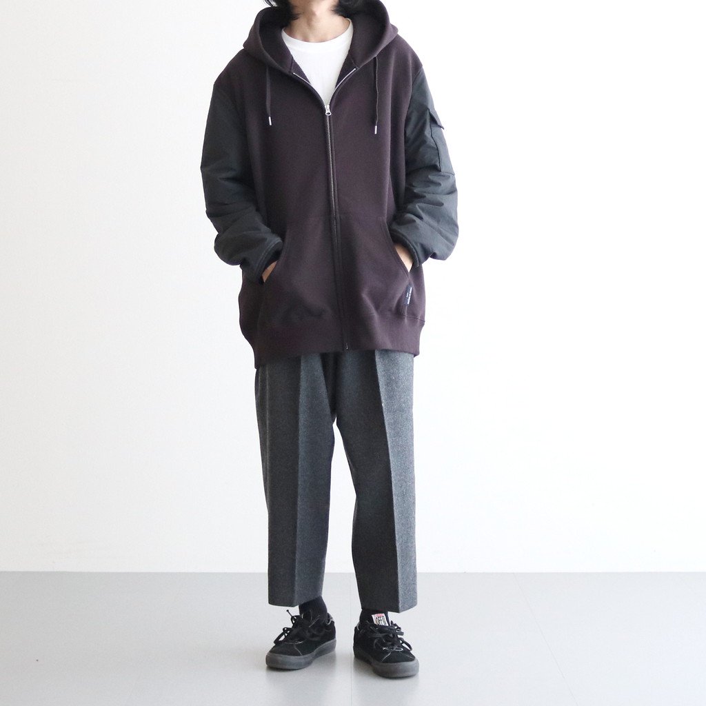 COMME des GARCONS HOMME / ウールナイロンツイル 2タックパンツ CHARCOAL