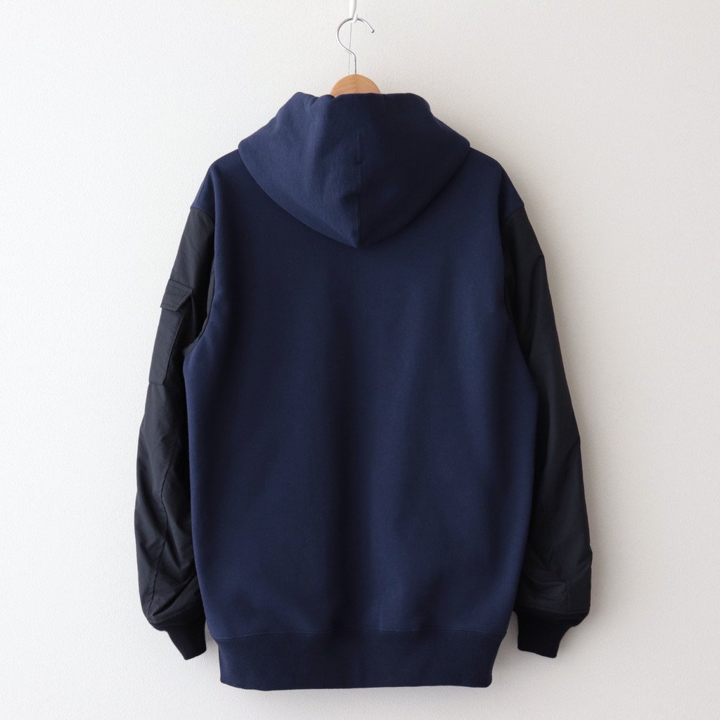 裏毛×エステルタフタ 切替ジップパーカー #NAVY [HJ-T022-051] _ COMME