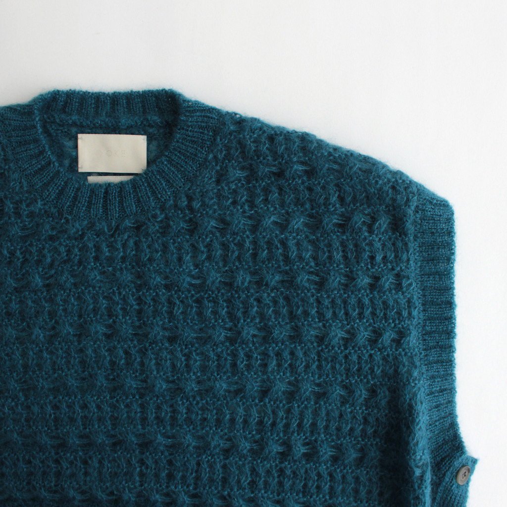 YOKE / MOHAIR SILK MESH KNIT VEST OCEAN BLUE