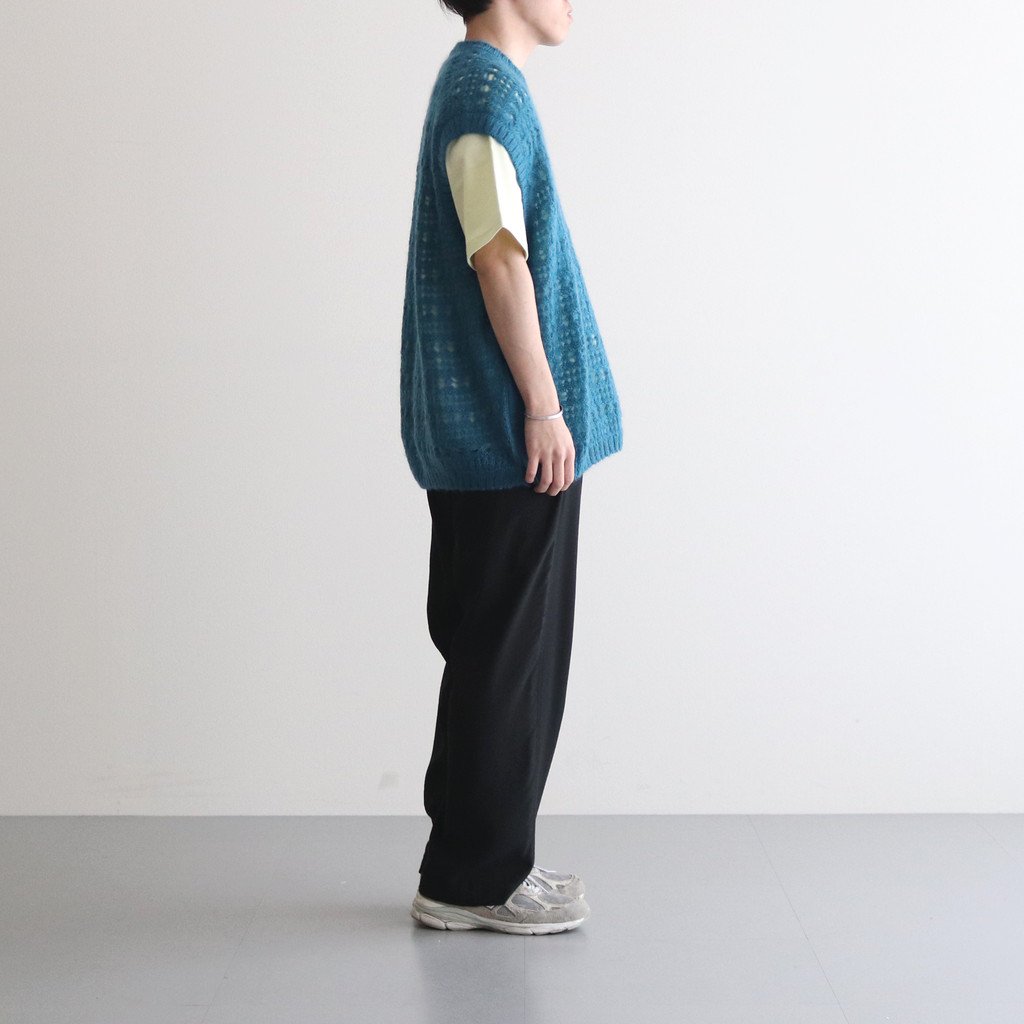 YOKE / MOHAIR SILK MESH KNIT VEST OCEAN BLUE