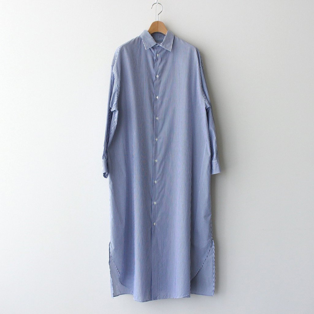 Graphpaper / BROAD STRIPE REGULAR COLLAR OVERSIZED SHIRT DRESS BLUE STRIPE