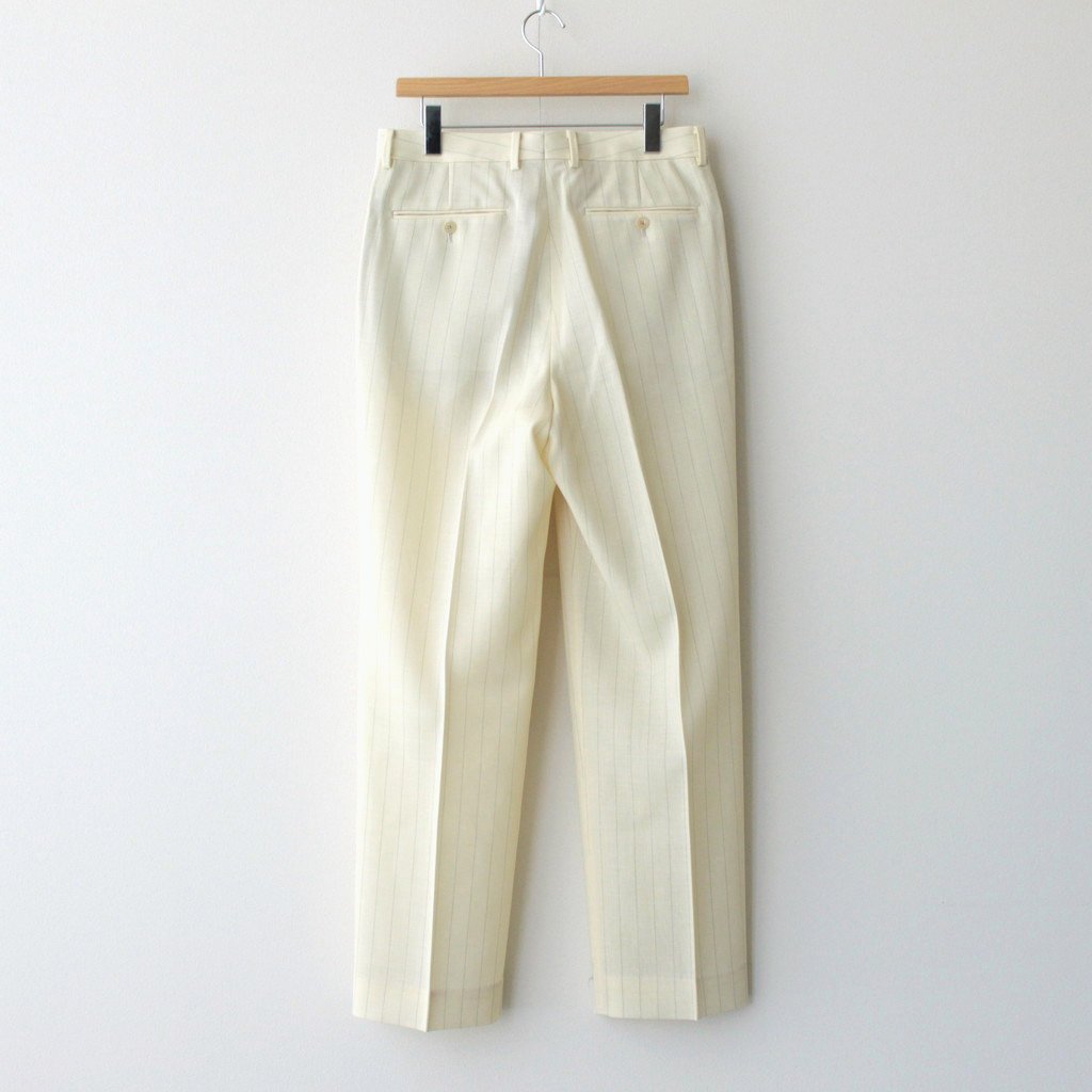 HARD TWIST WOOL PANAMA STRIPE SLACKS #IVORY STRIPE [A23SP02WP] _