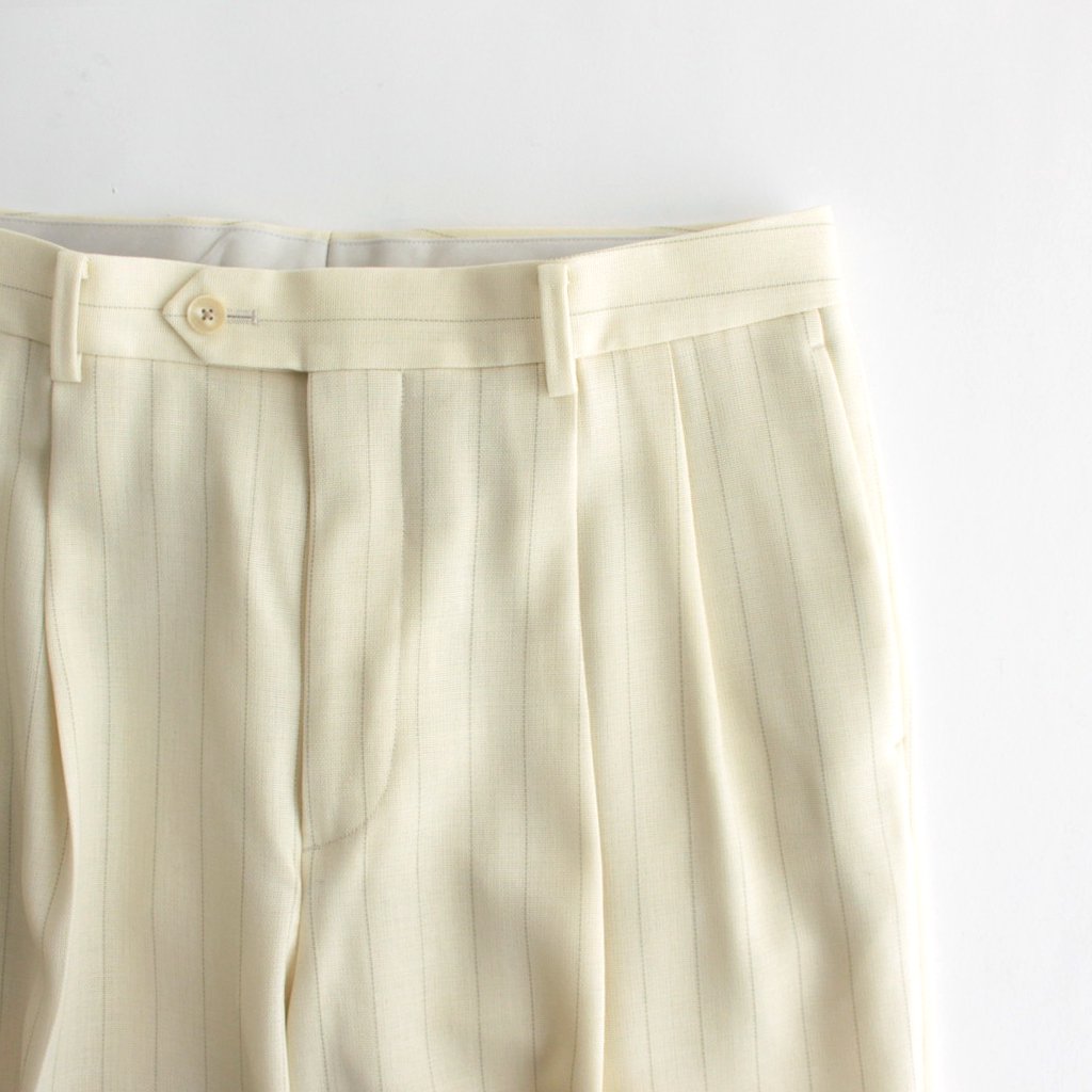 AURALEE / HARD TWIST WOOL PANAMA STRIPE SLACKS IVORY STRIPE