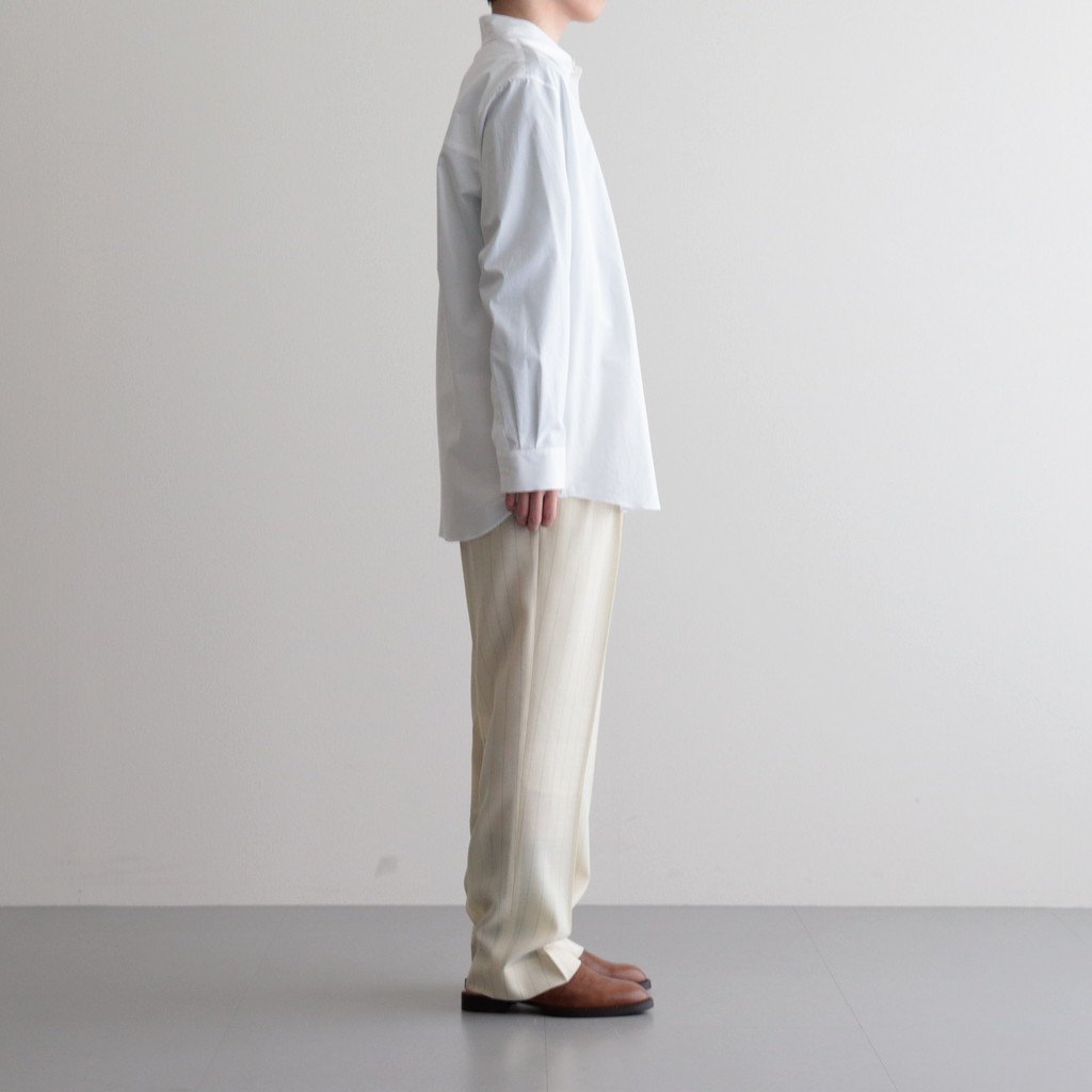 AURALEE / HARD TWIST WOOL PANAMA STRIPE SLACKS IVORY STRIPE