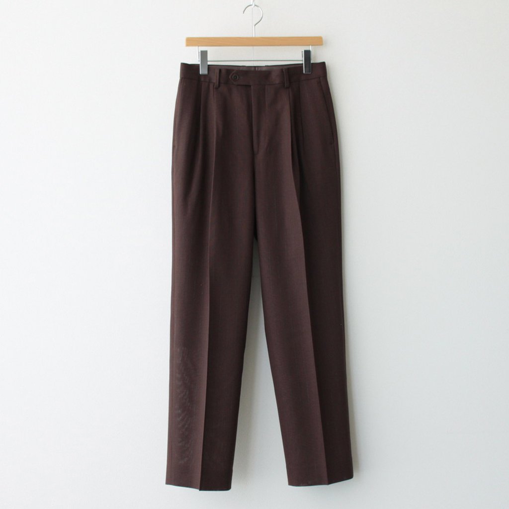 HARD TWIST WOOL PANAMA STRIPE SLACKS #BROWN STRIPE [A23SP02WP] _