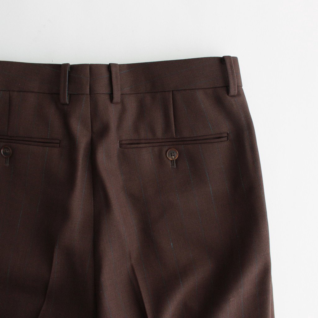 HARD TWIST WOOL PANAMA STRIPE SLACKS #BROWN STRIPE [A23SP02WP] _