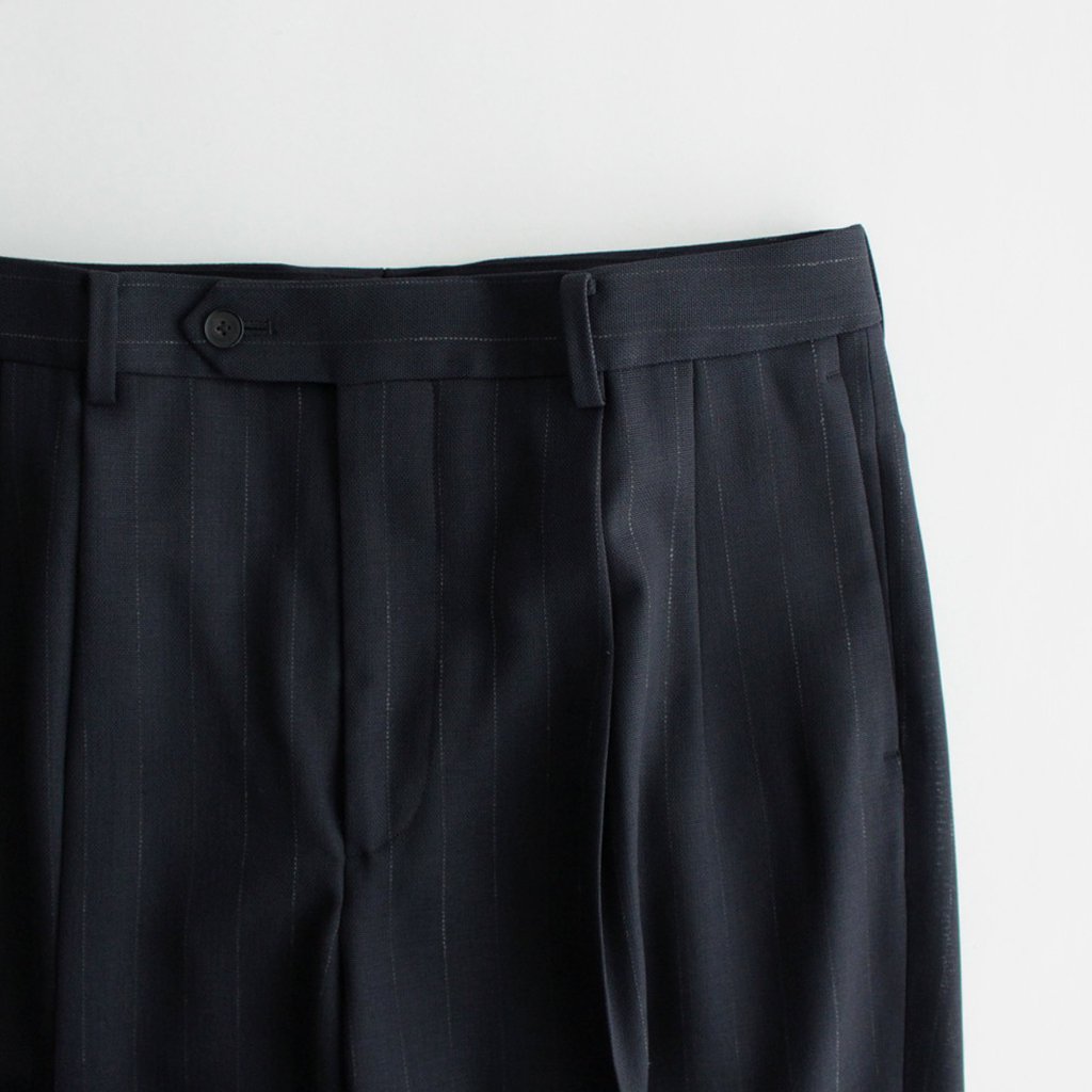 HARD TWIST WOOL PANAMA STRIPE SLACKS #NAVY STRIPE [A23SP02WP] _