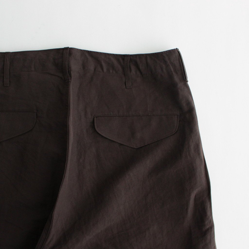 AURALEE / HIGH DENSITY FINX LINEN WEATHER FIELD PANTS DARK BROWN