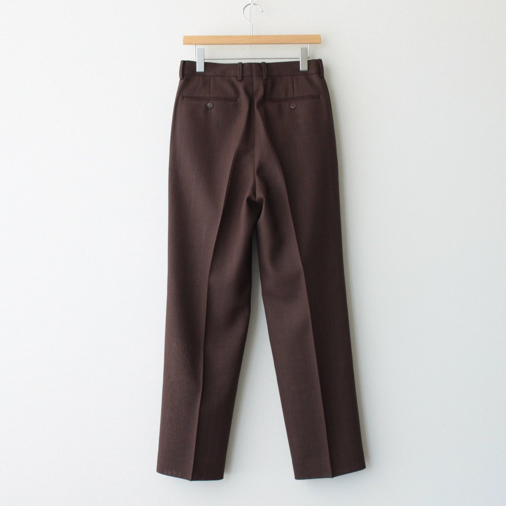 AURALEE / HARD TWIST WOOL PANAMA STRIPE SLACKS BROWN STRIPE