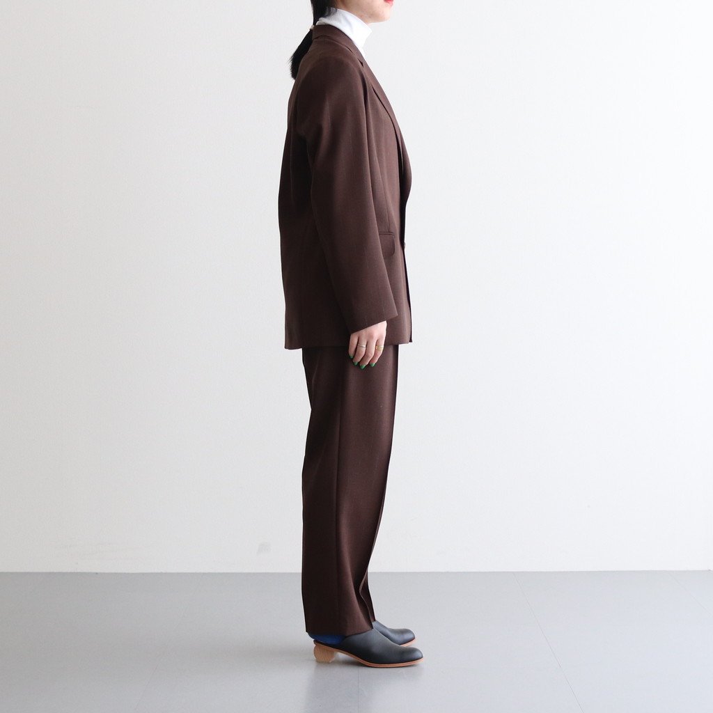 AURALEE / HARD TWIST WOOL PANAMA STRIPE SLACKS BROWN STRIPE