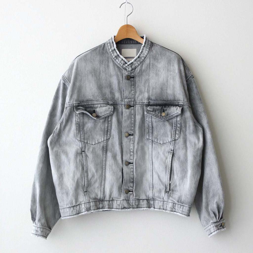 YOKE / CUT-OFF WIDE DENIM TRUCKER JACKET BLACK