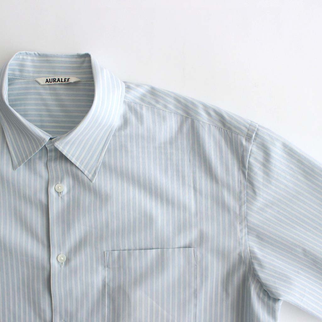 AURALEE / FINX POLYESTER STRIPE SHIRT LIGHT BLUE STRIPE