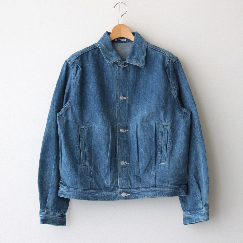 SELVEDGE FADED LIGHT DENIM BLOUSON #LIGHTNING EFFECT INDIGO