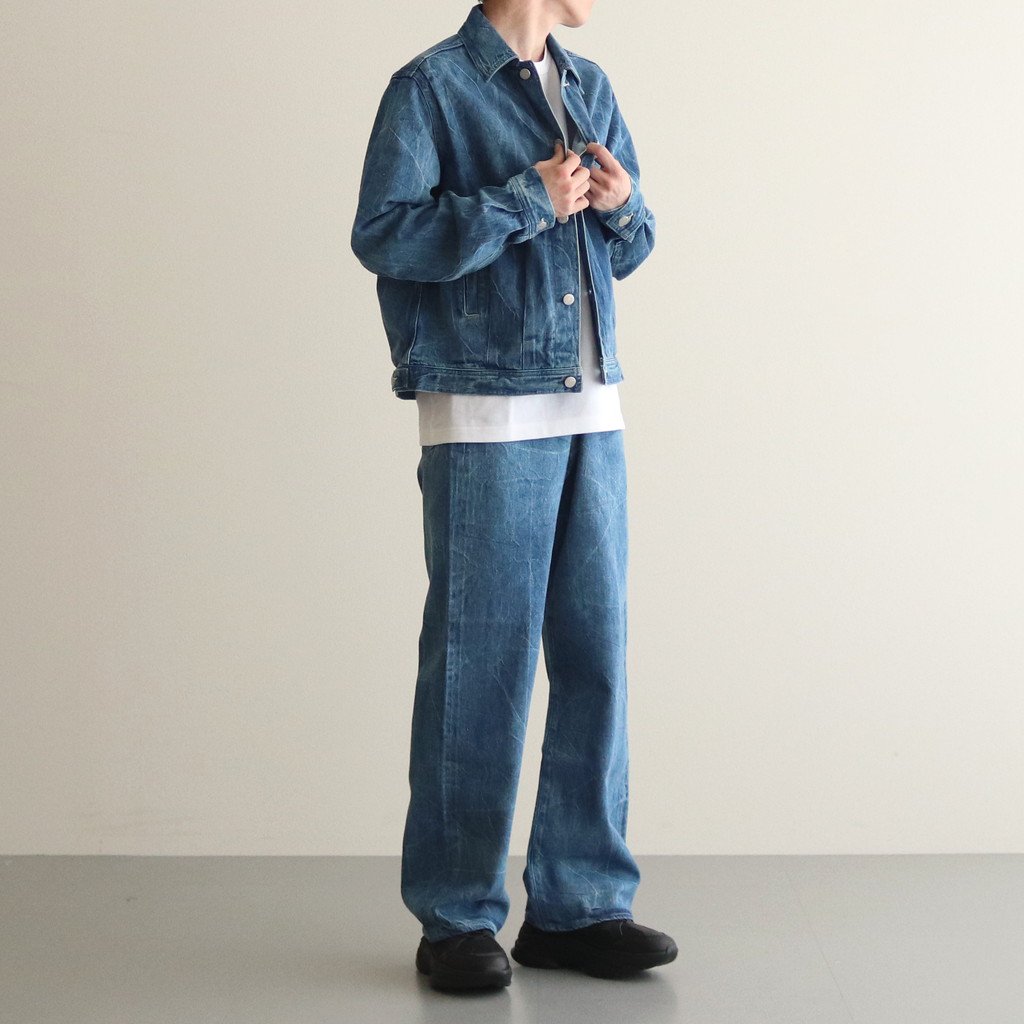 AURALEE / SELVEDGE FADED LIGHT DENIM BLOUSON LIGHTNING EFFECT INDIGO