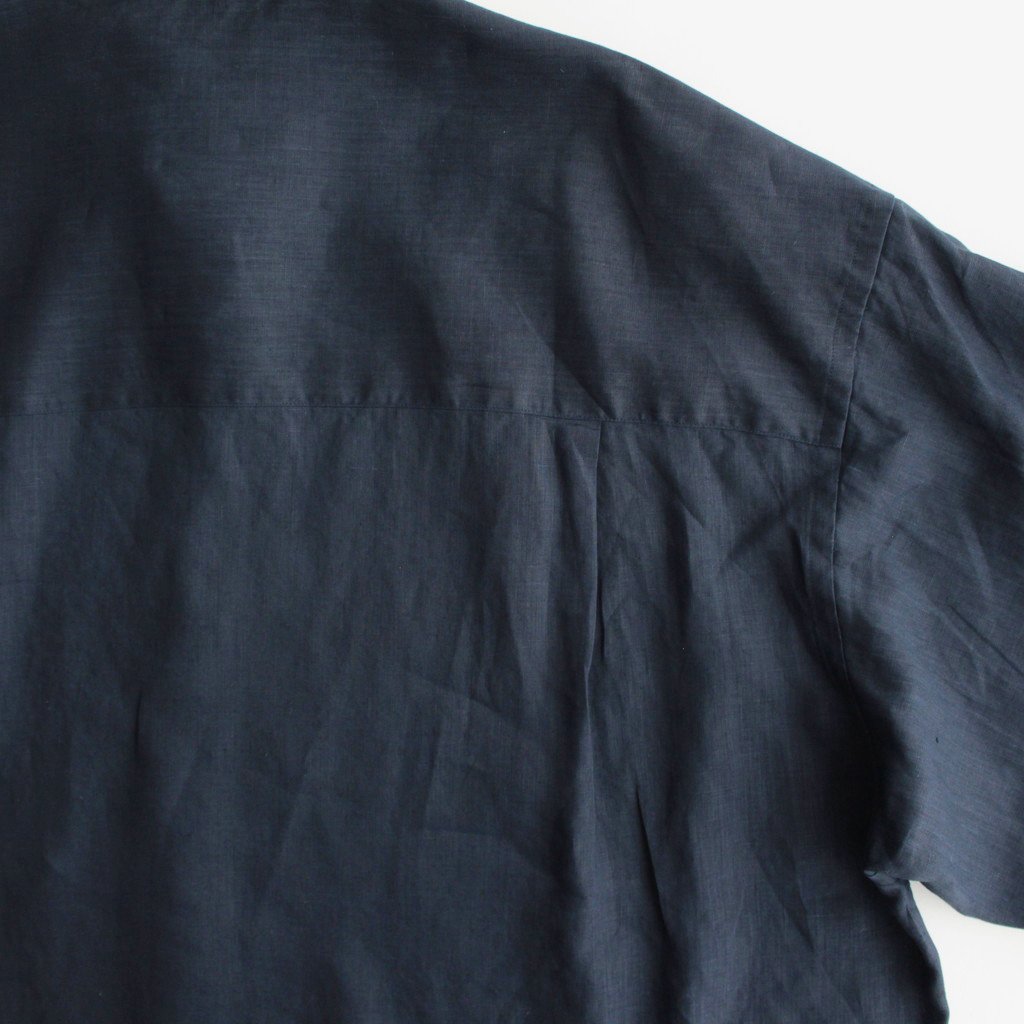 LINEN L/S OVERSIZED REGULAR COLLAR SHIRT #NAVY [GM232-50061B] _