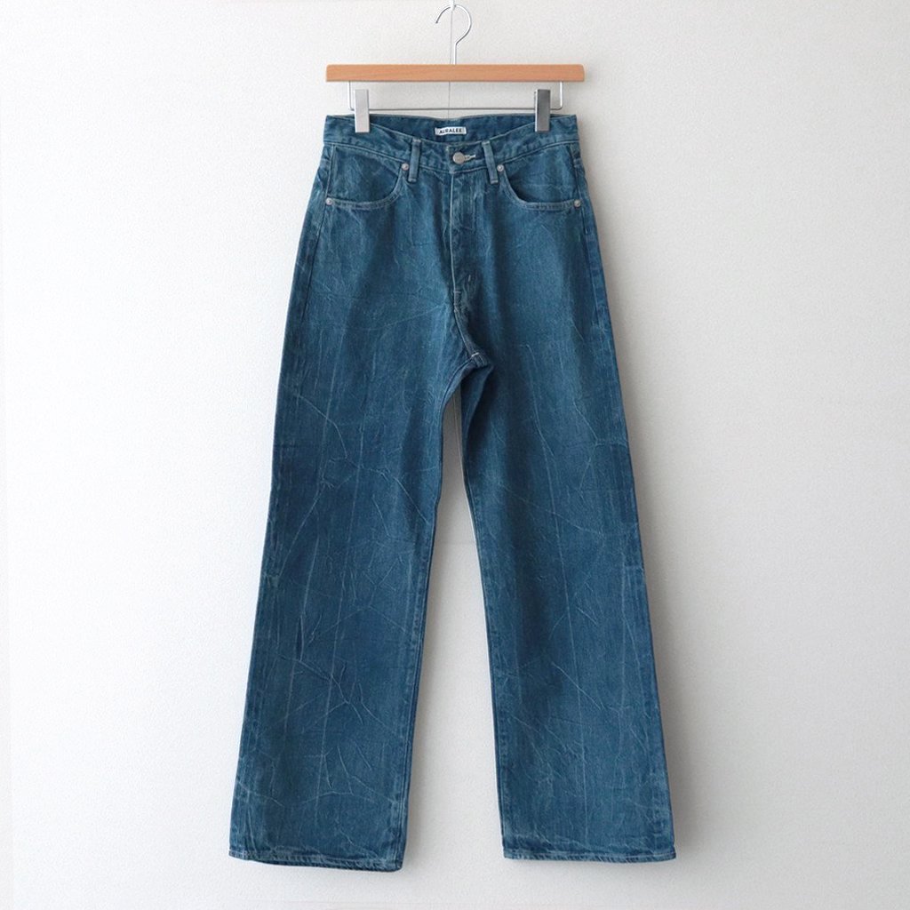 SELVEDGE FADED LIGHT DENIM PANTS #LIGHTNING EFFECT INDIGO