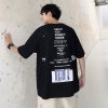 バーコード Tシャツ バックプリント ビッグシルエット  韓国ファッション 黒