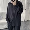 韓国　メンズ　春夏　シンプル　シャツ　カットソー　長袖シャツ　羽織　ブラック
