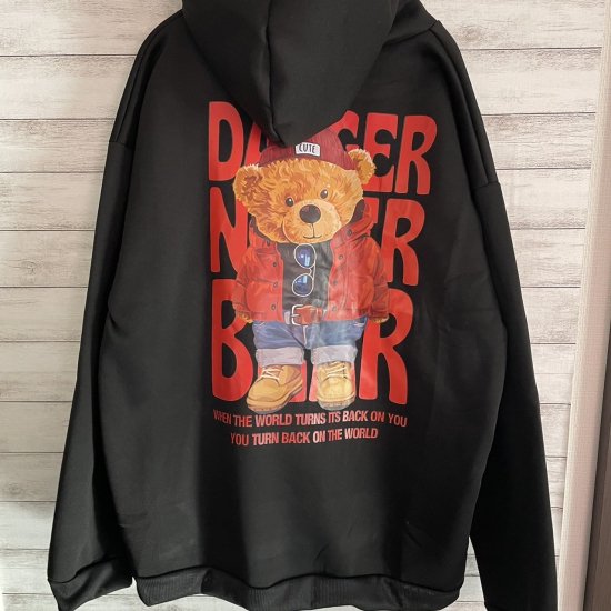 Bigbear メンズ パーカー くま バックプリント オーバーサイズ 白 