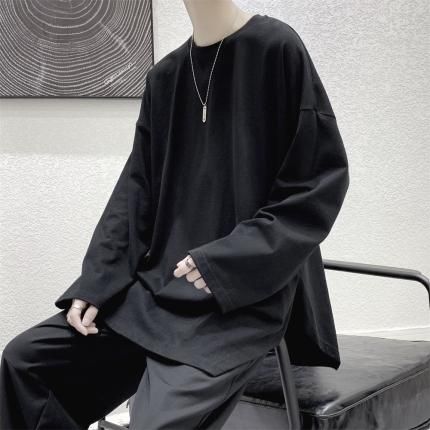 裾変形デザイン トップス 長袖 ロング Tシャツ メンズ 韓国