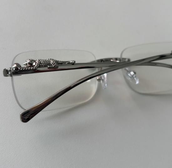 リムレス メガネ サングラス クリア 豹 ジャガー シルバー y2k 90年代