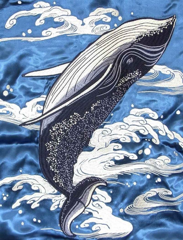 Japanesque/ジャパネスク】波に鯨刺繍スカジャン 3RSJ-041 送料代引き