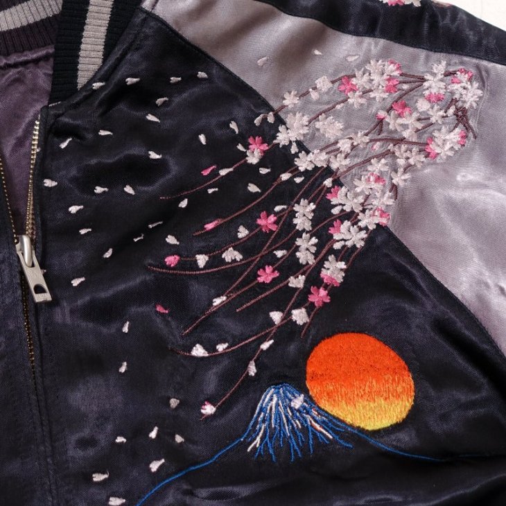 花旅楽団｜桜と舞妓刺繍スカジャン SSJ-038 送料代引き無料! 上野アメ横フィッツ