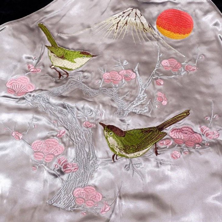 ピンクに鳥の刺繍 kidsスカジャン - 通販 - wood-let.com