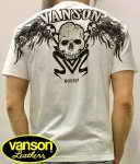 VANSON バンソン｜ファイヤースカル刺繍プリント半袖Tシャツ NVST-2004 黒/白/white tiedye