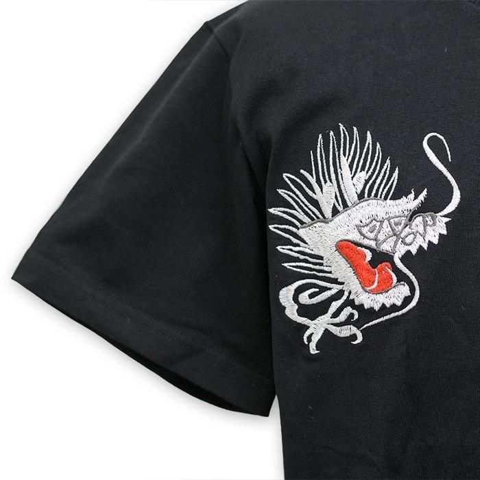 JAPANESQUE ジャパネスク 白竜と白虎 刺繍 半袖Tシャツ