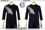 【龍桜】鯉柄刺繍七分袖Tシャツ RPT-003 色ブラック/ネイビー