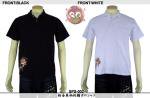 【花旅楽団】桜金魚柄刺繍ポロシャツ  品番SPS-002　色ブラック/ホワイト