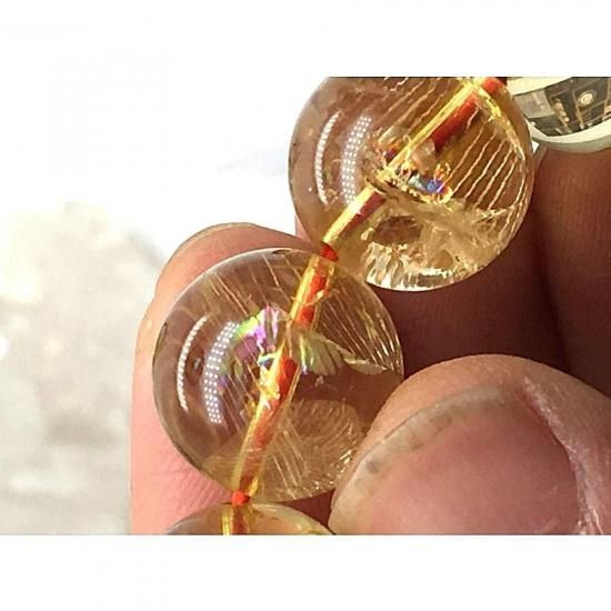 シトリン　虹入り　天然石　ブレスレット　ブレス　パワーストーン シトリン虹入りブレスレット|天然石パワーストーン - 高品質