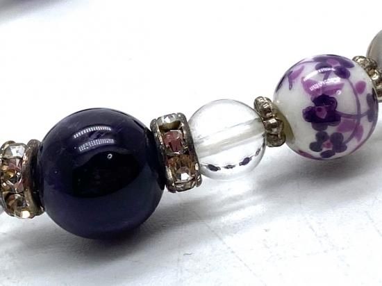 ハンドメイド 水晶仏 紫 ビーズ ブレスレット アメジスト|紫小花ビーズブレスレット - 高品質天然石の