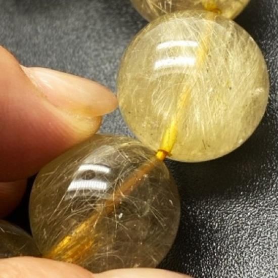 ルチルクォーツ　ルチル　ルース　サイズ約17mm ブレスレット　大きい プレミアム] ゴールドルチルクォーツブレスレット 17mm #AH172