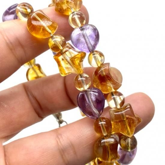SYOオーダー天然石ブレスレットシトリンラブラドライト アメジストランダム 幸運をもたらす】水晶 アメジスト シトリン ラブラドライト 浄化
