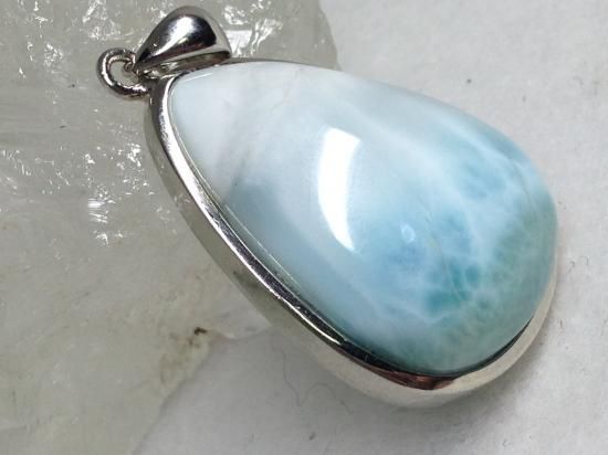 ラリマー しずく型 ペンダントトップ 天然石 パワーストーン SV925