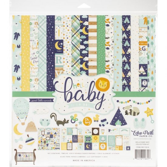 【予約商品】 Echo Park Paper コレクションキット 12インチ (Hello Baby Boy) -  ジャンクジャーナル・スクラップブッキング用品専門店