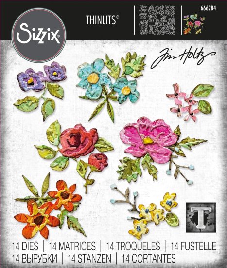 Sizzix Thinlits Dies By Tim Holtz 14ピース (Brushstroke Flowers Mini) | 手芸材料 -  スクラップブッキング用品専門店 クラフトアウトレット