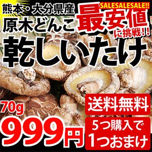 原木どんこ 乾しいたけ70g 【送料無料】最安値に挑戦！熊本・大分県産