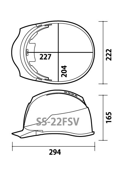 進和化学工業ヘルメットSS-22FSV型TP式RA_サイズ