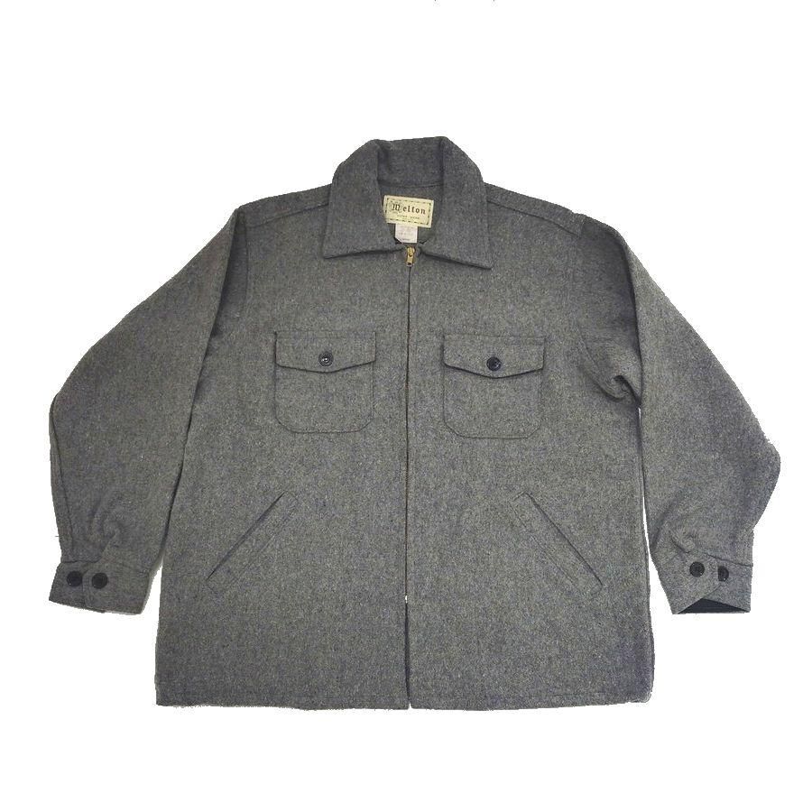 90s MELTON（ メルトン ）フルジップ・ウールジャケット / グレー / L