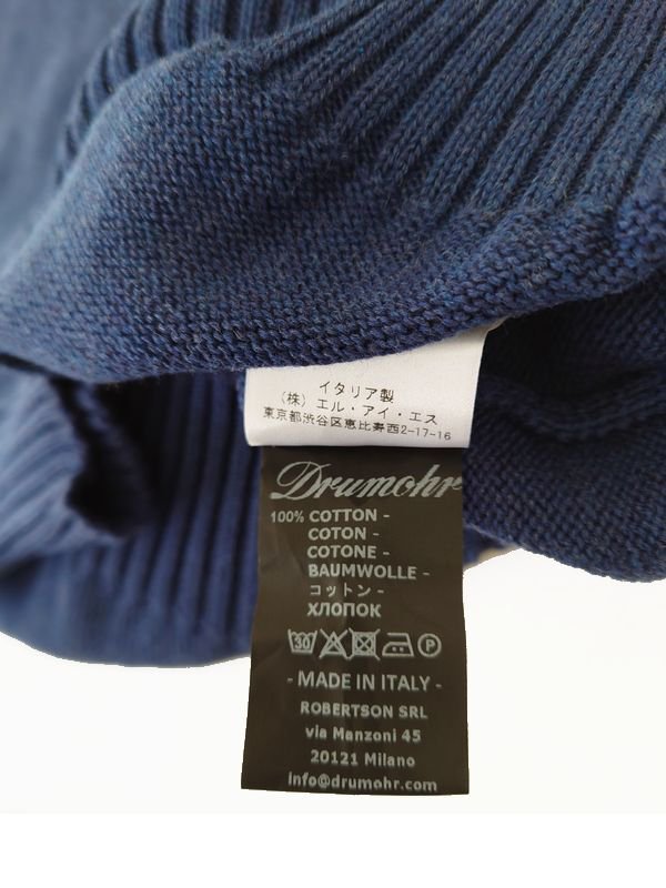 ドルモア ニット クルーネック コットン 長袖 Drumohr ネイビー ４２（XS）４４（S）イタリア製 - 『ROOTS』 IMPORT  CLOTHS 通販