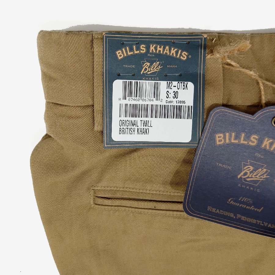 ビルズカーキ（Bills Khakis) M-2 CHINO PANTS(チノパンツ）ノータック