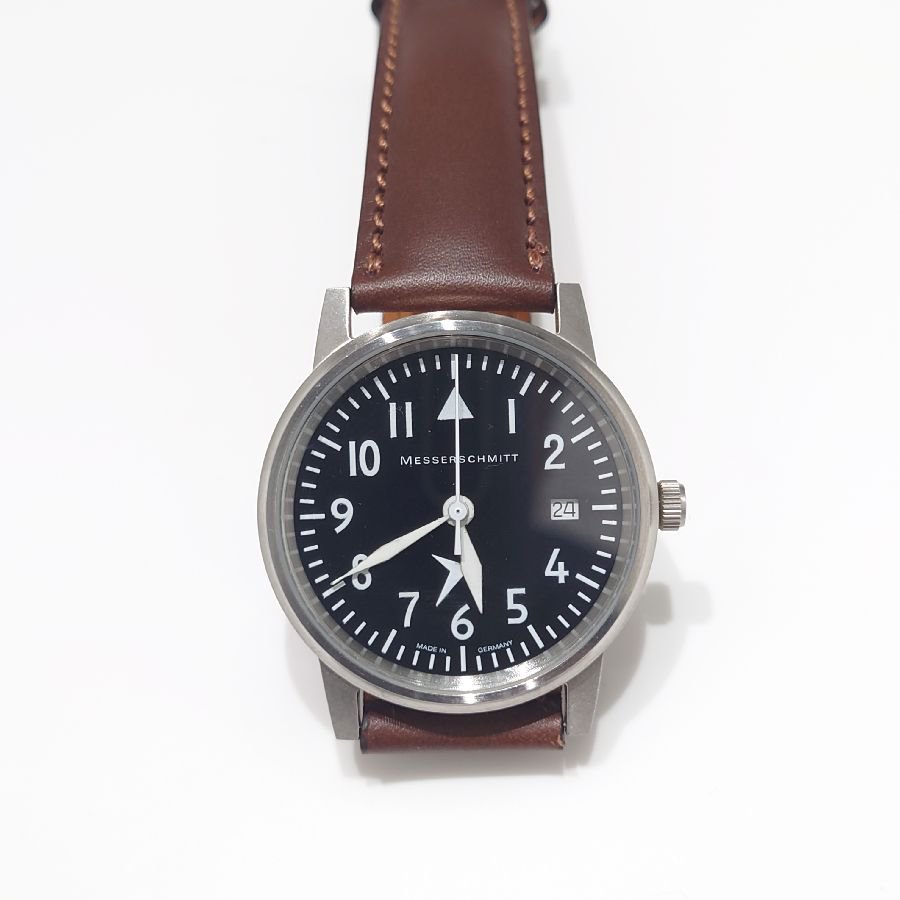 Messerschmitt（メッサーシュミット）腕時計 『109 BLACK』 Brown Bridle Leather Strap（ブライドルレザー） MADE IN GERMANY ドイツ時計