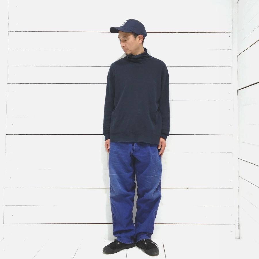 70s FRENCH WORK BLUE WORK COTTON TWILL PANTS （ フレンチ