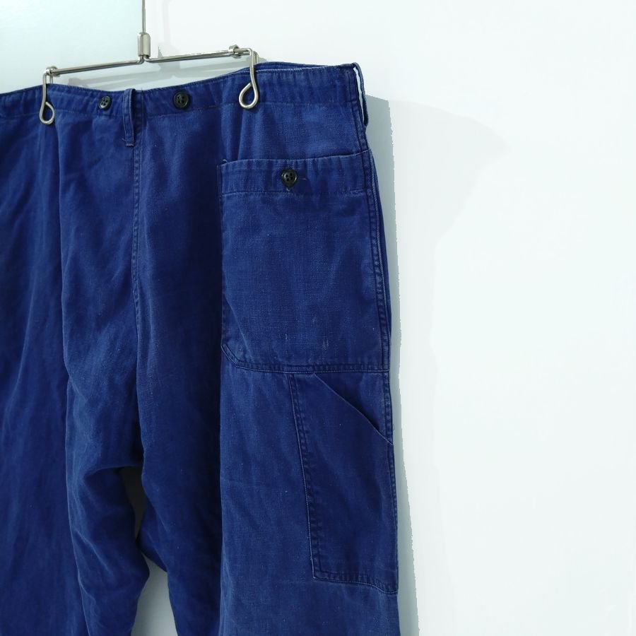 70s FRENCH WORK BLUE WORK COTTON TWILL PANTS （ フレンチ