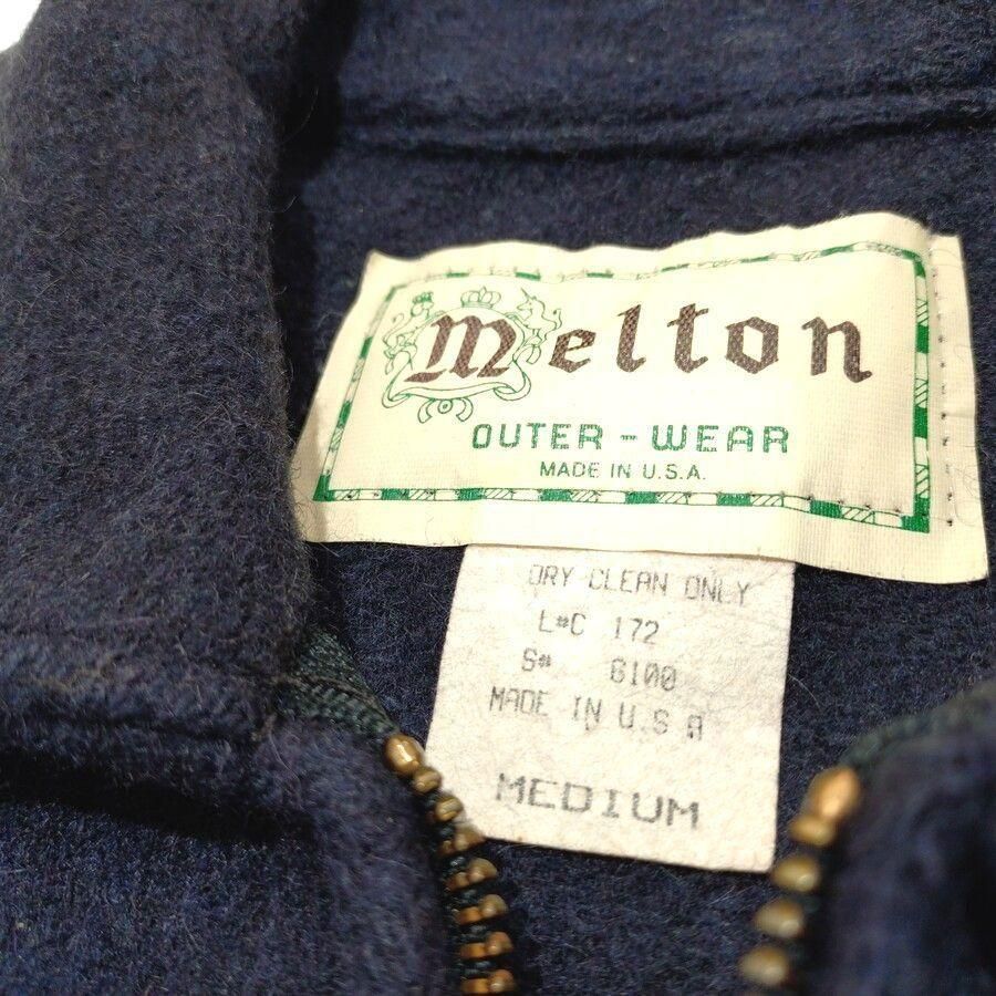 90s MELTON（ メルトン ）フルジップ・ウールジャケット / ネイビー