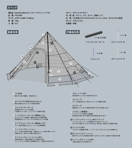 Mt.SUMI マウントスミ／ストーブテント ノナ T/C - 山とアウトドアの店