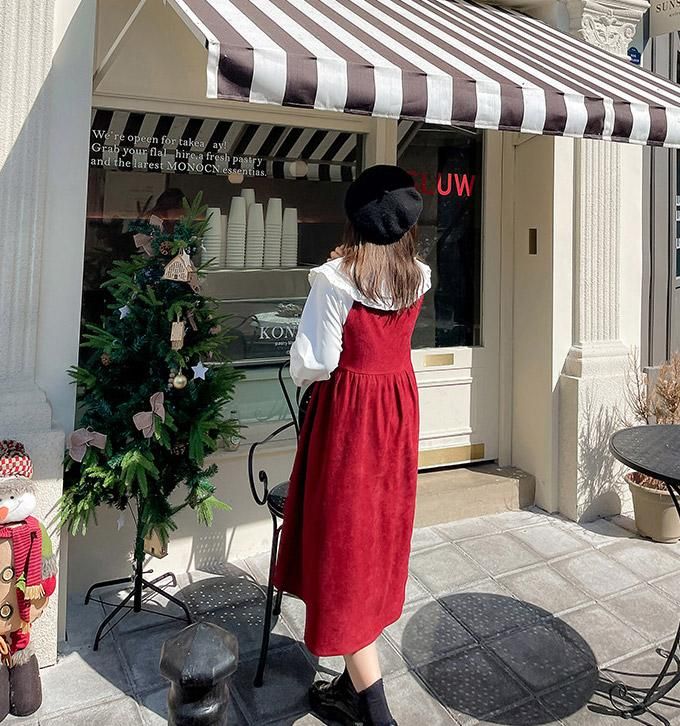 2点セット ビックカラーブラウス ミニ ワンピース 大きいサイズ ビッグカラーブラウス×ワンピースSET☆ - 大きいサイズの韓国